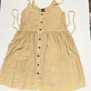Sacred Threads Dress Tan Brown OS Spaghetti Strap Mid Length Women Baja Sundress